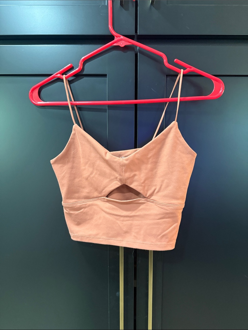 Abercrombie & Fitch tan/pink crop tank with cutout